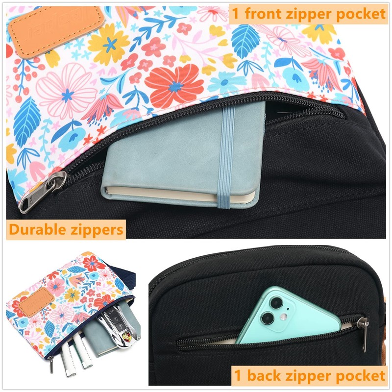 Leaper Canvas Messenger Bag Crossbody Purse Set for Girls Floral