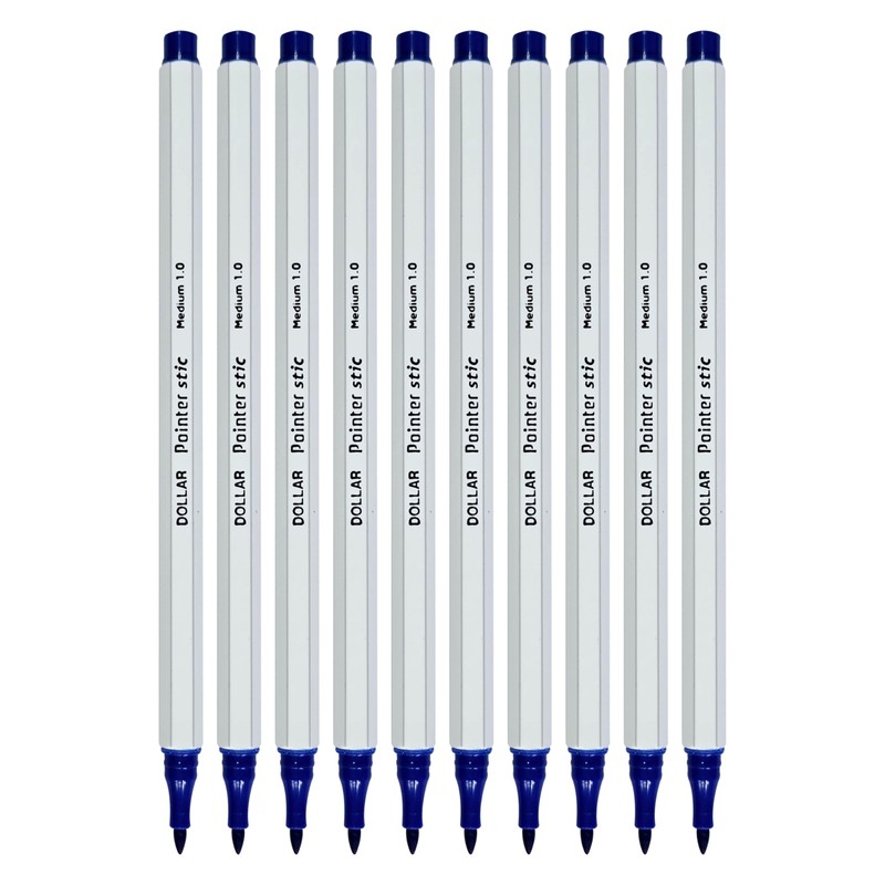 DOLLAR PointerStic Felt Tip Colouring Pens, BLUE, Medium Point (1.0mm),