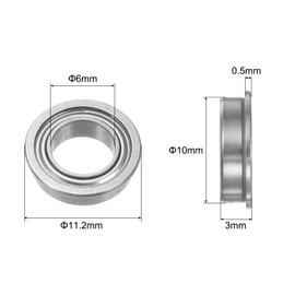 QUARKZMAN MF106ZZ Flanged Ball Bearing 6 x 10 x 3 mm Double Shielded Chrome Steel Flange Bearing Pack of 4