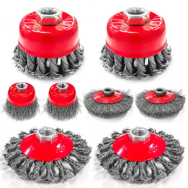 Attoshow 8pcs 4-1/2" Angle Grinder Wire Wheel Set - 4"