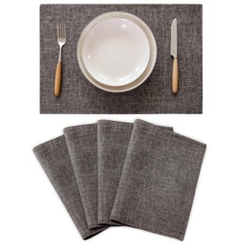 Demetex Placemat, Fabric, Cotton Linen Mat, Double Layer Fabric Sewing, Solid, Japanese Style, Flexible, Thick, Insulated, Anti-Slip, Easy to Clean, Washable, Kitchen Decoration, Home, Restaurant,