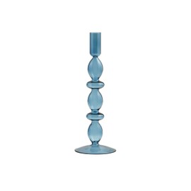 Mud Pie Blue Glass Taper Holder; 10"