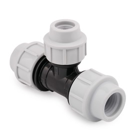 HYDROBIL MDPE Fitting for Water Pipes, T-Piece 25 mm x 20 mm x 25 mm, for MDPE Plastic Pipes, 10 Bar, Max. Temperature 45 °C, Compression Fittings