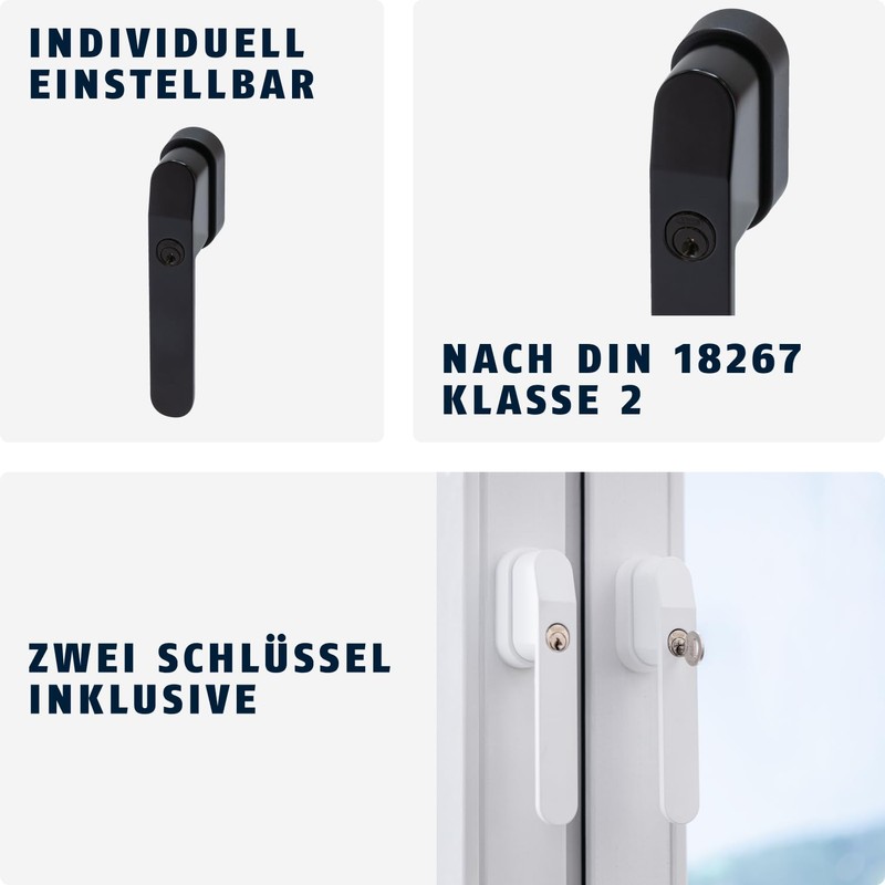ABUS FG400 Lockable Window Handle - With Push Cylinder and