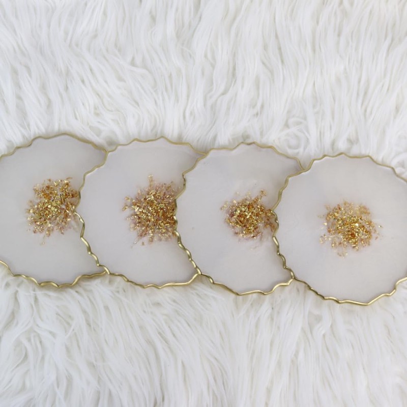Set of 4 Handmade Resin Coasters, Geode Coasters, Drinks Stand,