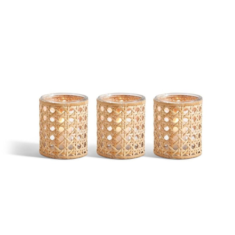 Two's Company Lumingnon Set of 3 Cane Webbing Candleholders/Vases