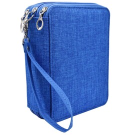 Gullor Large Capacity 3 Layers Pencil Bag Pencil Holder Organizer - 78 Slots for Colored Pencils, Blue