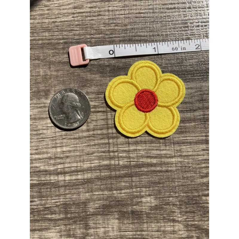Unbranded Iron On Yellow & Red Daisy Applique Patch -