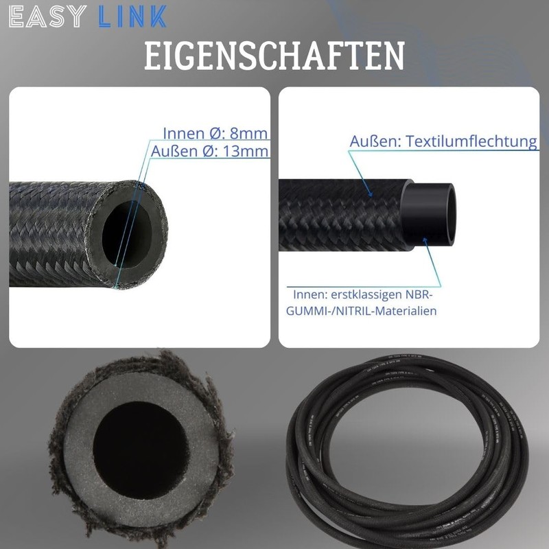 Easy Link Fuel Hose 8 mm 5 m Petrol Hose