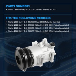 YOMALL 11270C AC Compressor AC Compressor with Clutch Fits for 2009 2010 2011 Camry 2.4L 2.5L, Air Conditioning Compressor Replace OE 8831006390 4711631