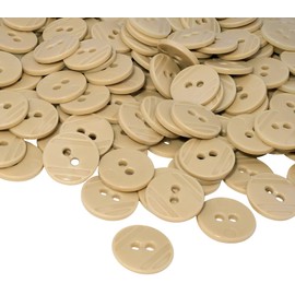 AERZETIX - C56429 - Set of 100 round buttons Ø15x2.2 mm with 2 holes - colour beige - plastic - diameter of opening 2 mm - haberdashery sewing clothing craft fashion embroidery