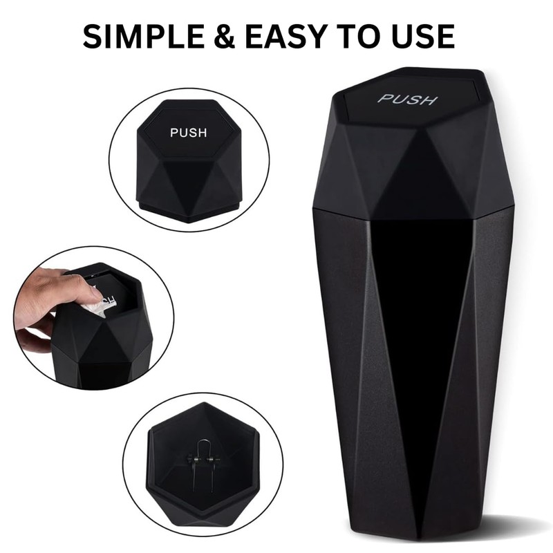 Car Trash Can with Lid, Small Automatic Portable Cup Holder