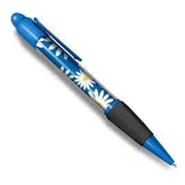 Destination Vinyl ltd 1 x Blue Ballpoint Pen (Black Ink) - Pretty Blue Daisy Flowers #2440