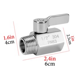 G1/2 Shower Head Valve with Metal Handle, Shower Flow Control Valve, Stainless Steel Shower Valve Flow Control, Shower Head Shut Off Valve for Shower Head, Hand Shower, or Bidet Sprayer etc(2 Pack)