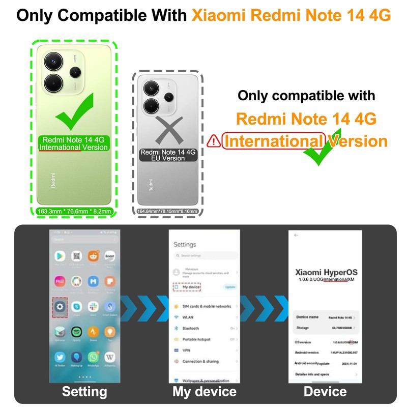 WeiCase Case for Redmi Note 14 4G (International Version), (Not