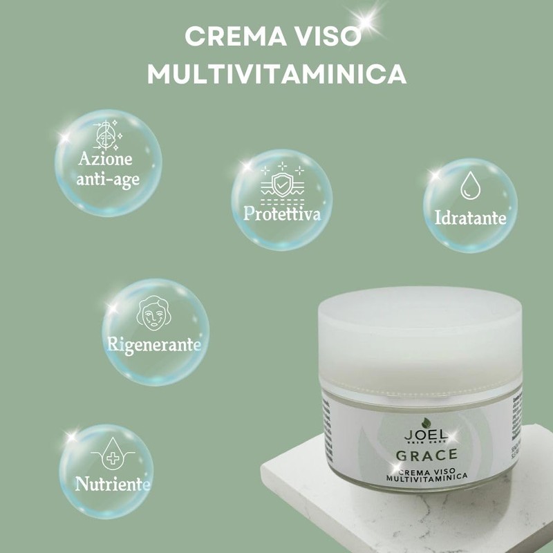 Joel skin care - GRACE Feuchtigkeitsspendende Gesichtscreme Anti-Age mit Hyaluronsäure,