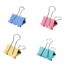 Juliyeh Binder Clip 24PCS 32mm Metal Bulldog Clips Large Assorted Foldback Clips Bull Clips Medium Paper Clips Stationary Set Document Clips for Office School Home Shops(4 Colour)