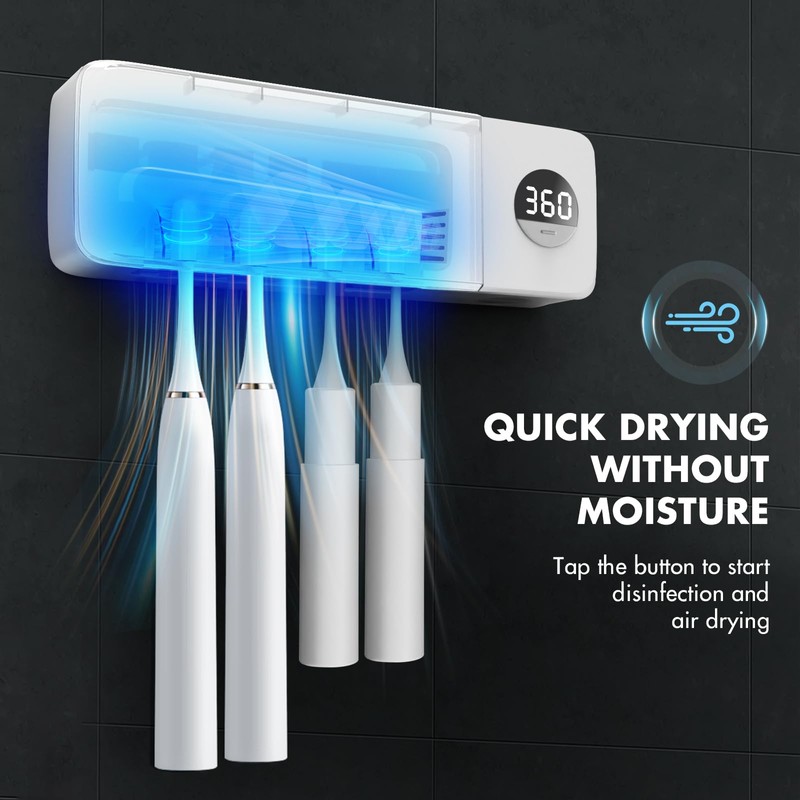Auntyfey Sanitizeri Toothbrush Holder, Sanitizeri Toothbrush Cleaner, 2000mAh Rechargeable Cordless