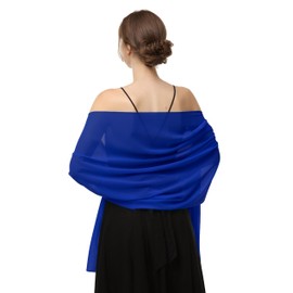 Baoqiya Women's Scarf Shawls and Wraps for Evening Dress Chiffon Shawl Soft Elegant Silky Pashmina Wedding Bridal Scarves(Royal Blue, 79"×19")