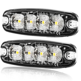 ETUKER 2 x 4LEDs Front Flasher Orange 12/24 V Strobe Flash Lights for Cars, Trucks