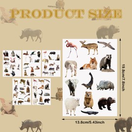 60pcs Cute Real Animal Stickers, True Safari Jungle Stickers for Kids Small Vinyl Waterproof Realistic Wild Zoo Animal Decals for Water Bottles, Laptops, and Scrapbooks Party Gift