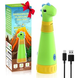 COSOOS Rechargeable Dinosaur Flashlight for Kids, Roar Mode, Kids Flashlight Toys, Outdoor Camping Gear Accessories, Birthday Gift Easter Basket Stuffers for Kids 3 4 5 6 7 8 9 10 Years Boys Girls