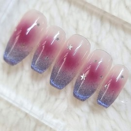 Chic Grape Handmade Nail Tip Gradient Magnet Nail - Point / 시크힌 포도알 수제네일팁 그라데이션 자석네일 - 포인트