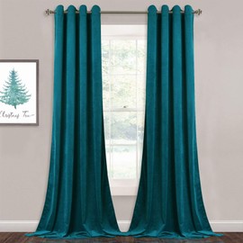 StangH Teal Curtains Velvet - Extra Long Thick Velvet Drapes Blackout Panels with Solid Grommet Design for Large Window Decor, Teal, W52 x L108 inches, 2 Panels