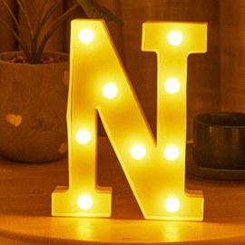 JYB Hopefuture LED Letters 3D Lamp Illuminated Letter, Decoration Night Light Lamp for Wedding, Birthday, Party, Christmas Lamp (N)