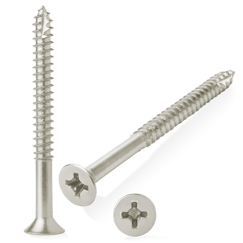 Cauldham Satin Nickel Wood Screws #9 x 2-1/4 Inch for
