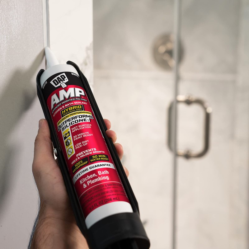 DAP 7079800762 AMP Advanced Kitchen/Bath White Adhesive Caulk, 9-oz