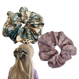 shefun JP318 Scrunchie, For Adults, Floral Pattern, Set of 2, For Women, Fashionable, For Work, Cute, Hair Accessories, Hair Scrunchies