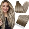 Full Shine Human Hair Tape in Extensions Color 3/6/22 Ombre