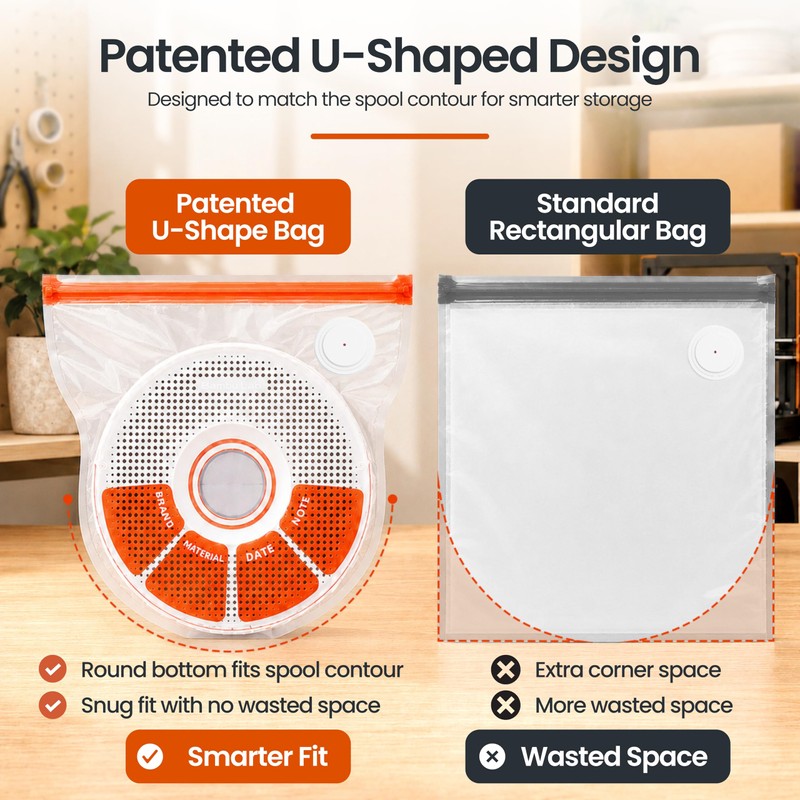 20 PCS U-Shaped 3D Filament Storage Bags Kit, 3D Printer