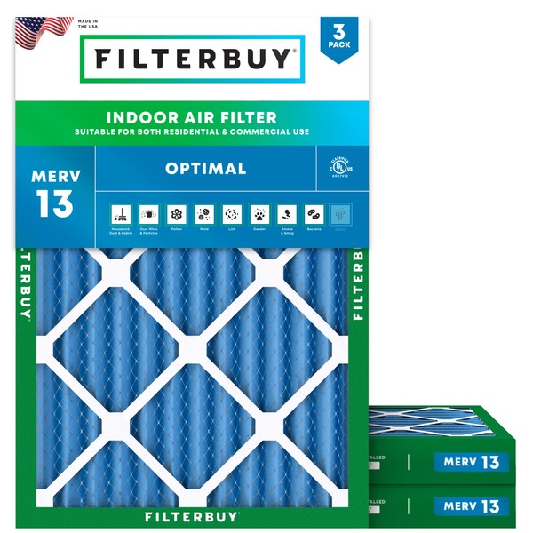 Filterbuy 16.5x21x2 Air Filter MERV 13 (MPR 1900) Health Defense