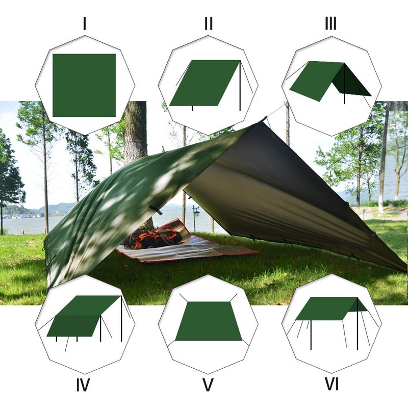 KALINCO Waterproof Camping Tarp Tent Hammock Rain Fly, 10X10FT/10X15FT, Mutifunctional