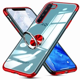 Aquos R5G Case with Ring Clear SH-51A SHG01 Case, TPU Transparent Plating and Shock Resistant, Compatible with Car Holder, Stand Function, Dustproof, Thin, Lightweight, Fall Prevention, Integrated,
