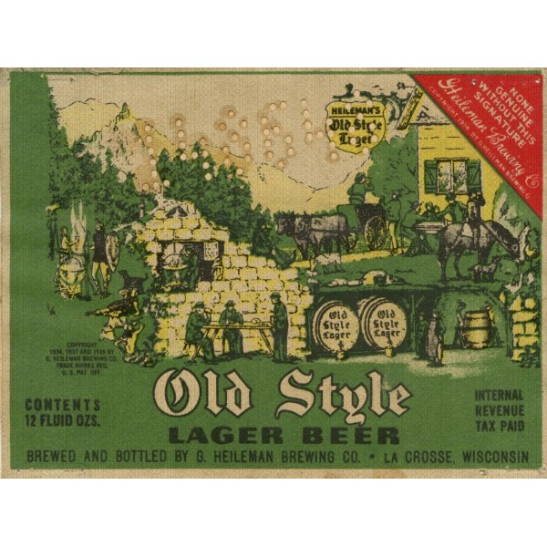 Old Style Lager Beer Label 9" x 12" Metal Sign