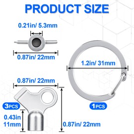 SmallCat 3pcs Radiator Key with Key Ring, Metal Radiator Bleed Key, 0.19in Radiator Keys for Bleeding Old Home Radiator- Silver