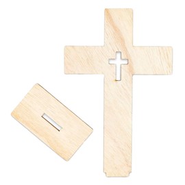 Floatdream 10 Pieces Wooden Cross, Standing Cross, Wooden Cross with Foot, Use As Table Decoration, Room Decoration, Craft Decoration