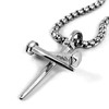 FORGIVEN JEWELRY 3 Nail Rhodium Finish Cross Pendant on Heavy
