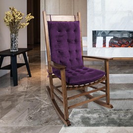 FlyGulls Rocking Chair Cushions Indoor Velvet Chair Pads High Back and Seat Cushion 2 Piece Set Purple
