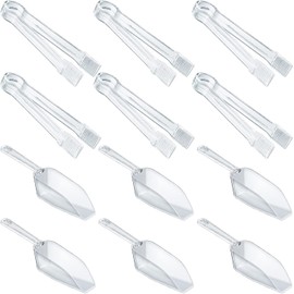 U Chef 12 Pinzas de Plástico para Servir, Mini Pinza Cocina, Pinza de Hielo y Cuchara Transparente, Mini Cucharas para Servir Transparente para Bufé de Dulces, Postres y Hielo. (12 Unidades)