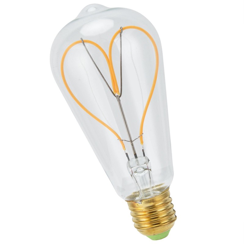 Light Bulb Love Peach Heart Shaped Transparent LED Filament Lamp