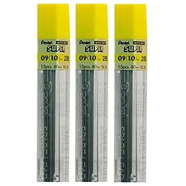 Pentel 0.9mm Size 2B Shade Hardness Pencil Refill Replacement Spare Leads Hi Pollymer Super For Automatic & Mechanical Pencils (Pack Of 3 Tubes - 45 Pieces)