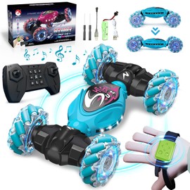Remote Control Car,Hand Controlled Gesture RC Stunt Car for Kids 6-13 Years Old,with Lights & Music,2.4GHz 4WD Double Sided Rotation RC Cars,Gifts for Boys Girls Age 6 7 8 9 10