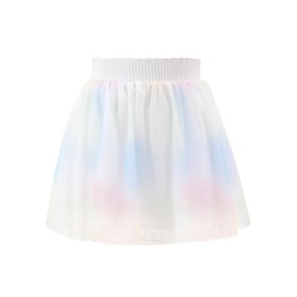 Bezioner Girls' Skirts Rainbow Tulle Skirt 4 Layers Floral Skirt with Lining for Daily Wear Party Festival Wedding Rainbow L(6-10 Years)