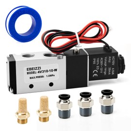 EBEIZZI Pneumatic Solenoid Valve Air Solenoid Valve DC12V/DC24V/AC110V Series Single Coil Pilot-Operated Electric 2 Position 5 Way Connection,AC110V/Out of line,3/8"NPT