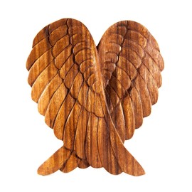 Windalf Angel Decor Wooden Picture Wall Relief Amanda 22 cm Angel Wings Wooden Ornament Bohemian Wall Object Handmade Wood