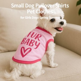 4 Pack Small Dog Pullover Shirts Pet Clothes for Girls Dogs Spring Summer Soft Female Puppy Cat Apparel Outfit for Chihuahua Yorkie Teacup - L